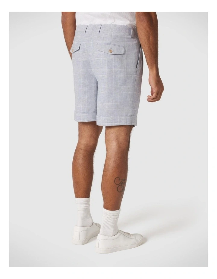 Regular Double Pleat Tailored Short in Blue Check image 5