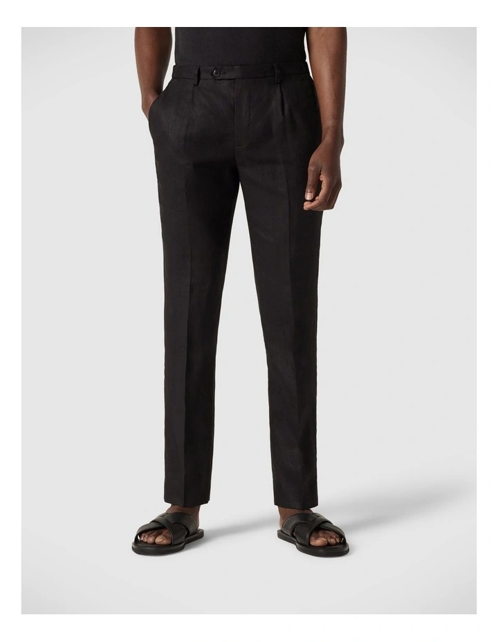 Relaxed Tailored Linen Pant in Black image 1