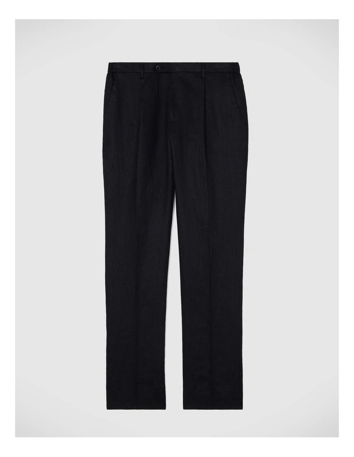 Relaxed Tailored Linen Pant in Black image 2