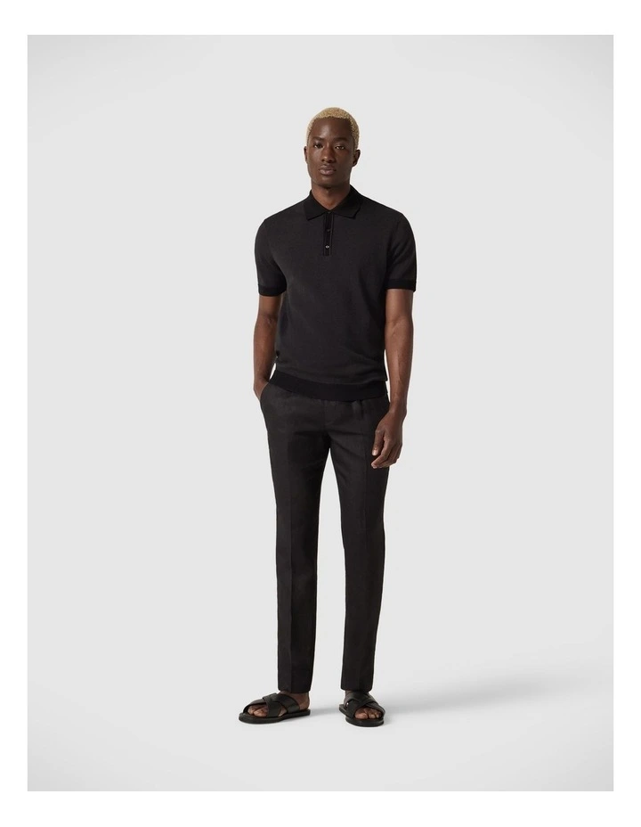 Relaxed Tailored Linen Pant in Black image 3