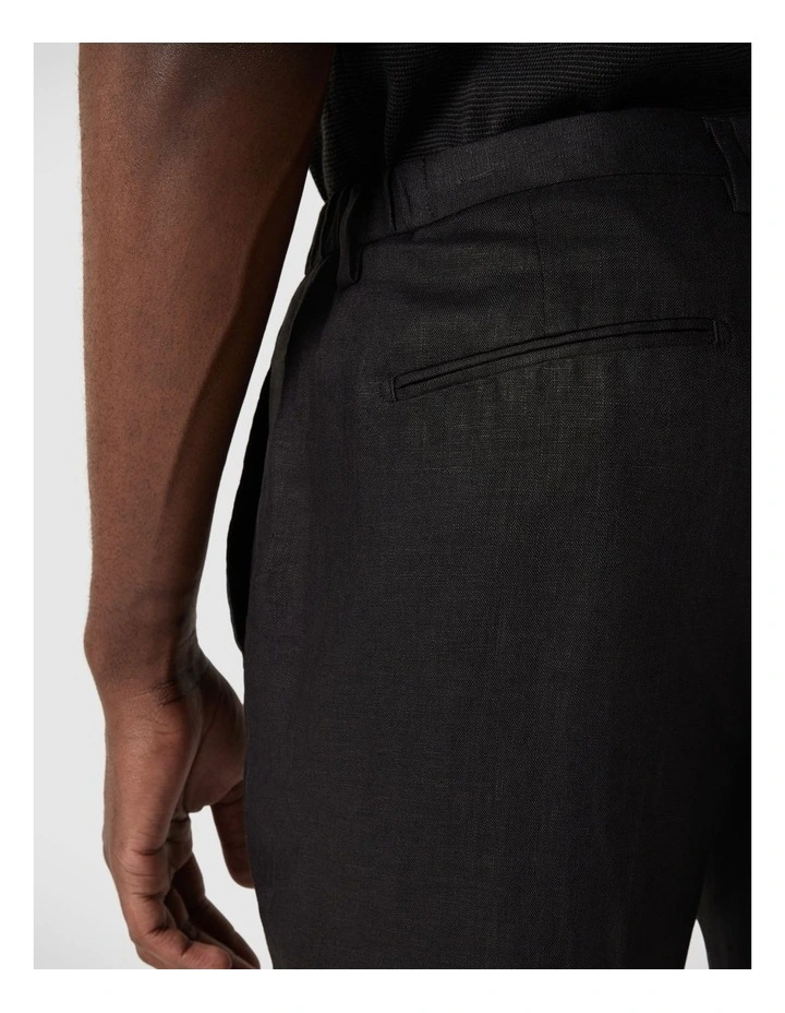Relaxed Tailored Linen Pant in Black image 7