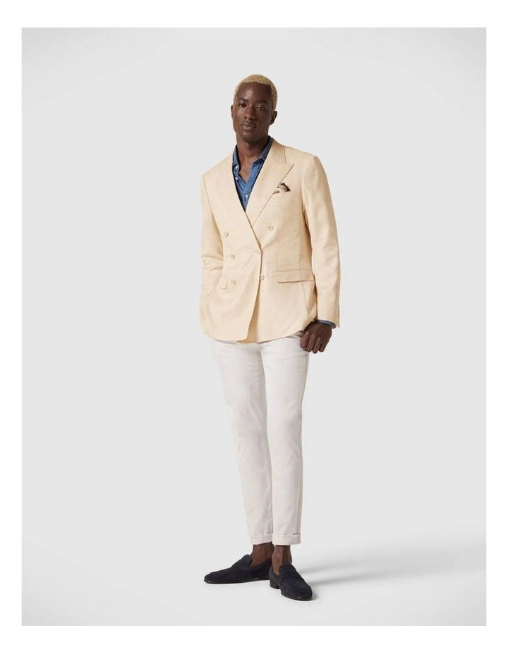 Slim Stretch Double Breasted Tailored Jacket in Lemon image 1