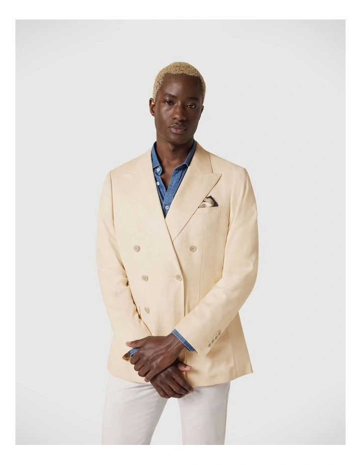 Slim Stretch Double Breasted Tailored Jacket in Lemon image 3
