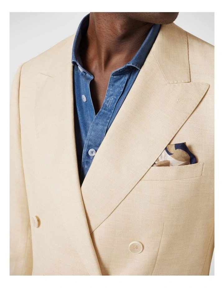 Slim Stretch Double Breasted Tailored Jacket in Lemon image 4