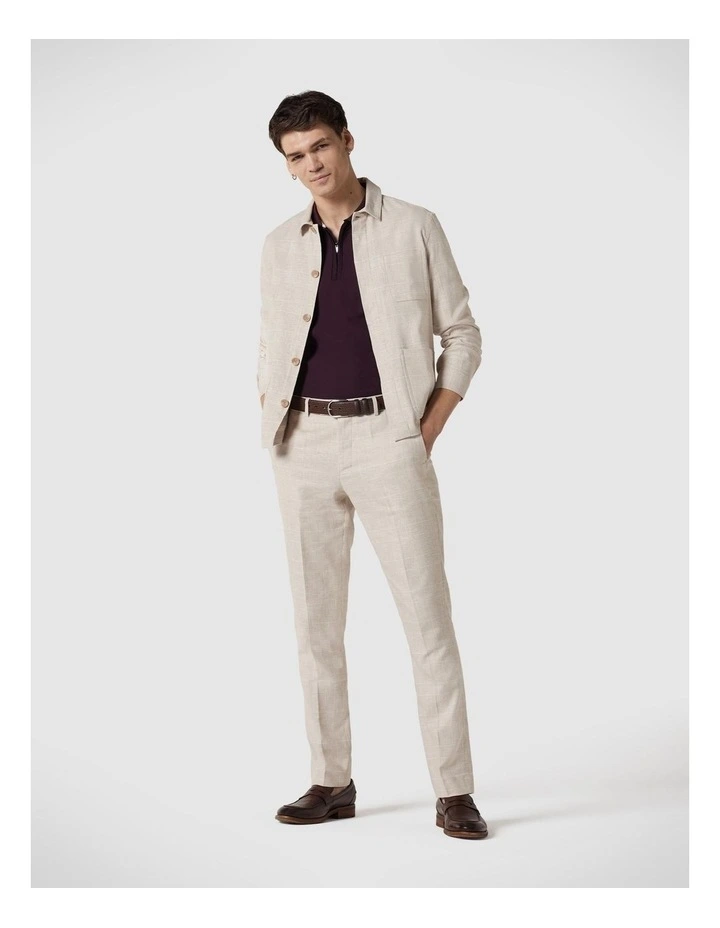 Textured Zip-up Polo in Aubergine image 3