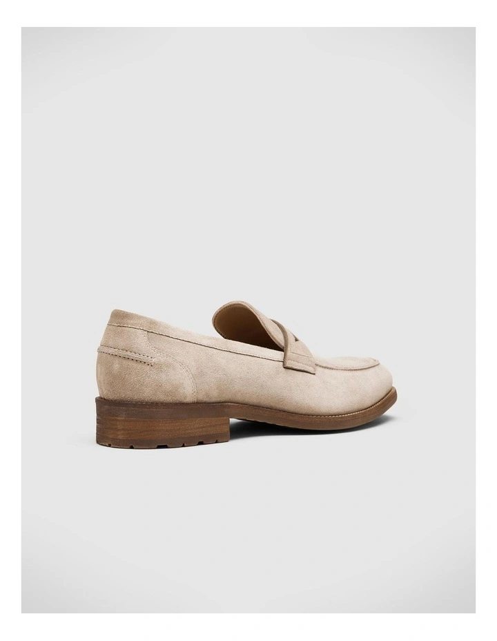 Suede Penny Loafers With Bolder Tread in Taupe image 4