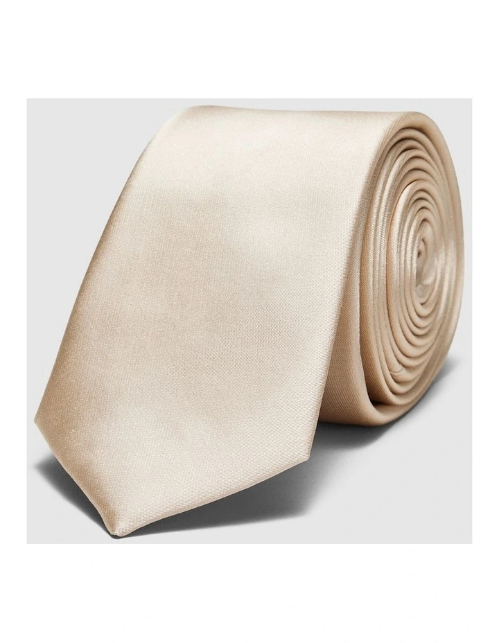 Silk Satin Tie in Lemon image 1
