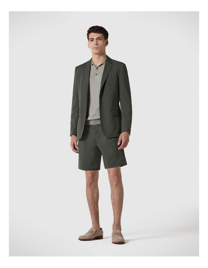 Wool Blend Elastic Waist Tailored Short in Khaki image 3