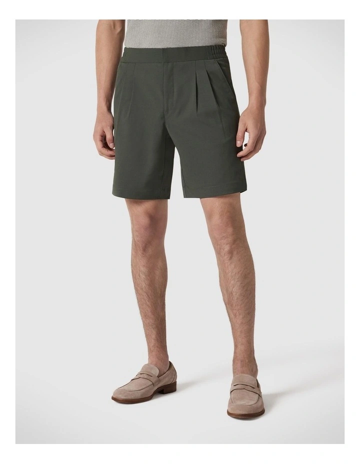 Wool Blend Elastic Waist Tailored Short in Khaki image 4