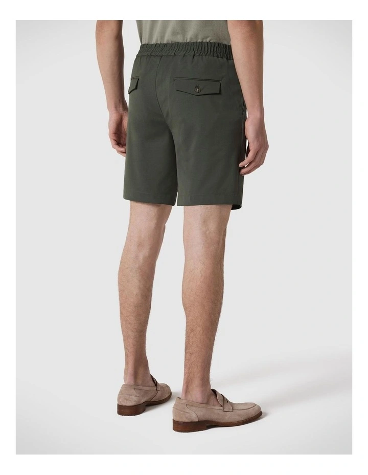 Wool Blend Elastic Waist Tailored Short in Khaki image 5