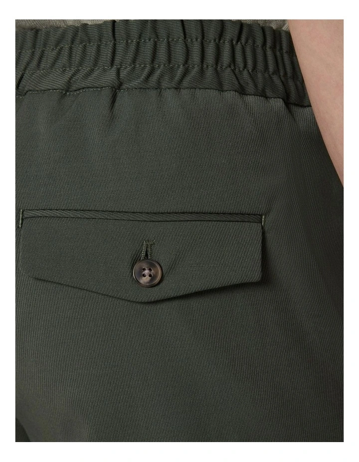 Wool Blend Elastic Waist Tailored Short in Khaki image 6