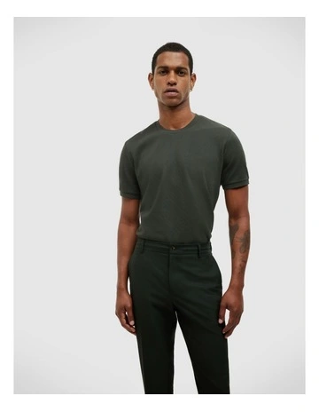 Slim Fit Jacquard Texture Tee in Khaki