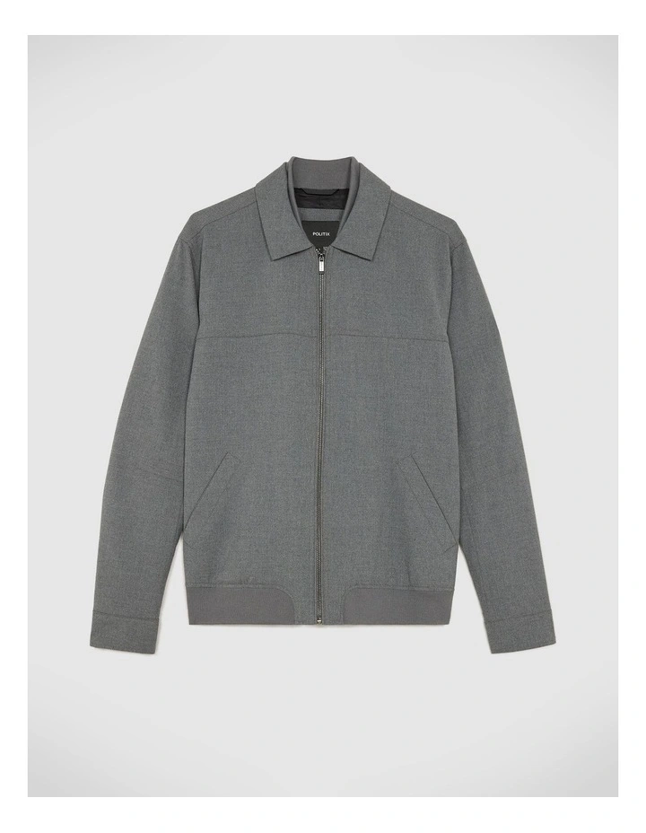 Flannel Harrington Jacket in Mid Grey image 2