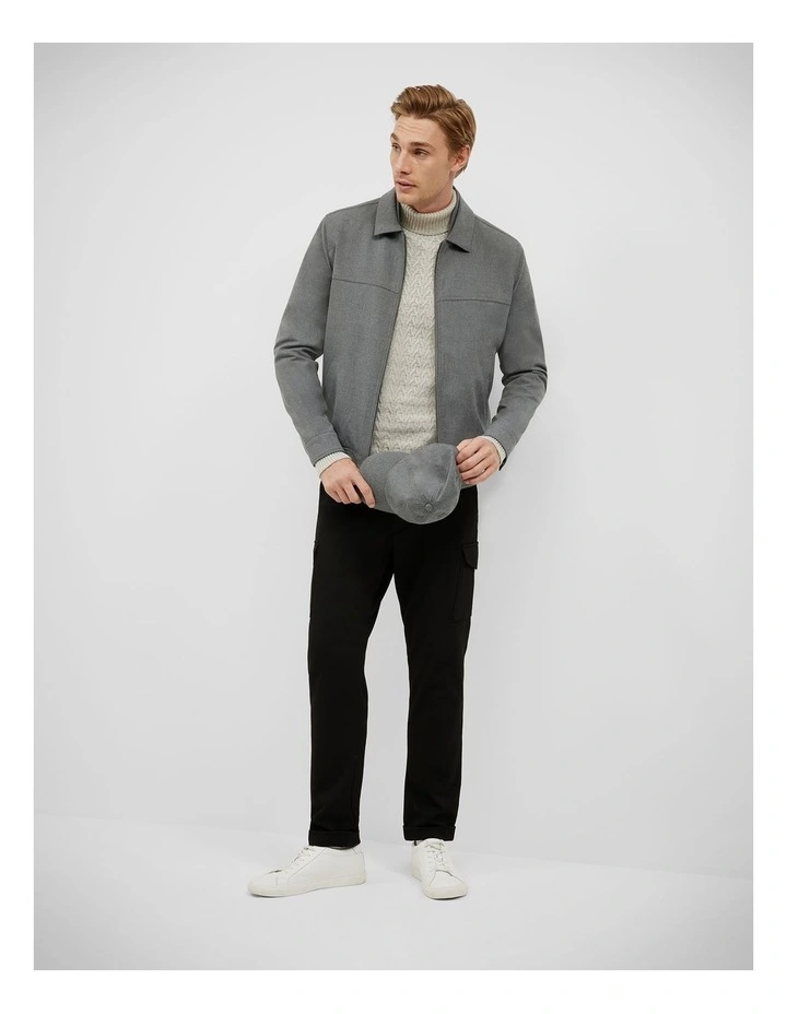 Flannel Harrington Jacket in Mid Grey image 3