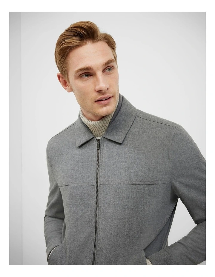 Flannel Harrington Jacket in Mid Grey image 4