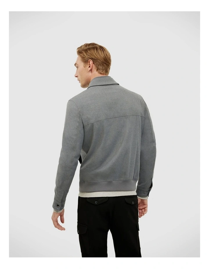 Flannel Harrington Jacket in Mid Grey image 5