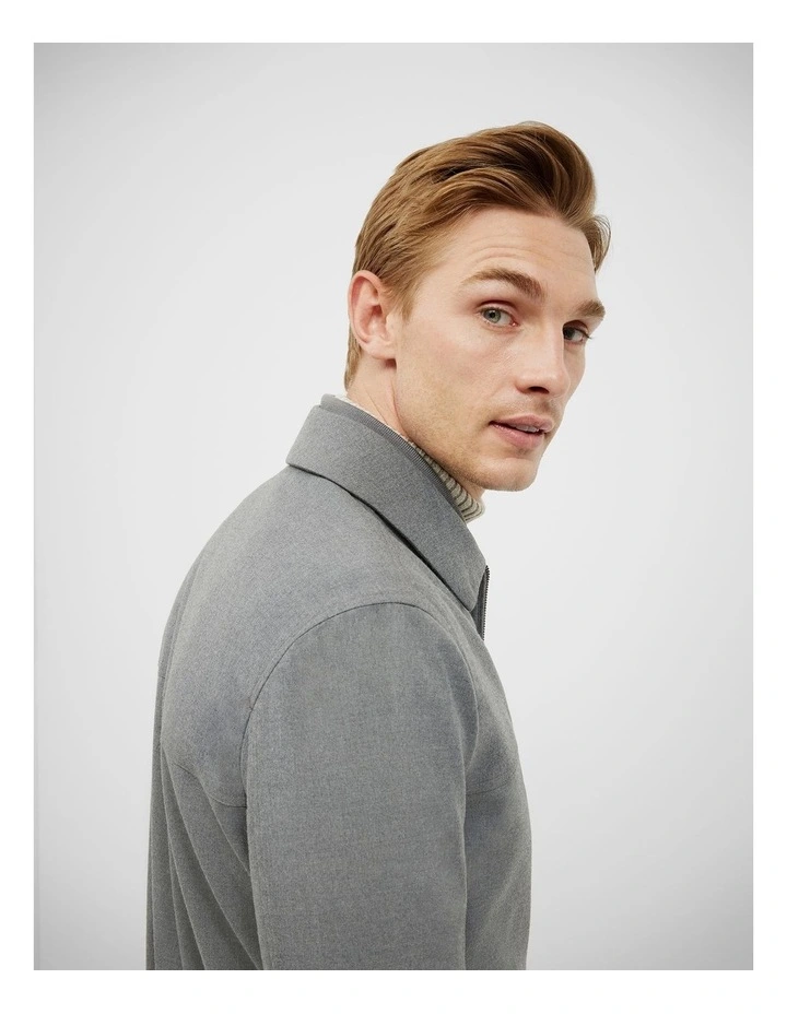 Flannel Harrington Jacket in Mid Grey image 6