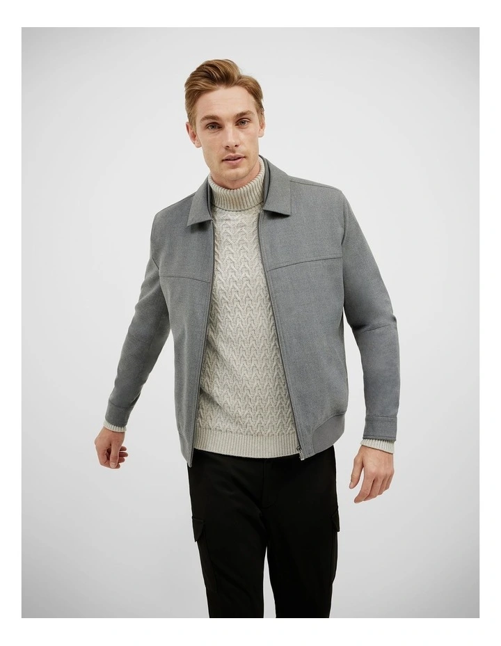 Flannel Harrington Jacket in Mid Grey image 7