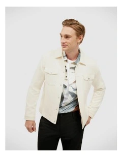 Soft Twill Trucker Jacket in Bone