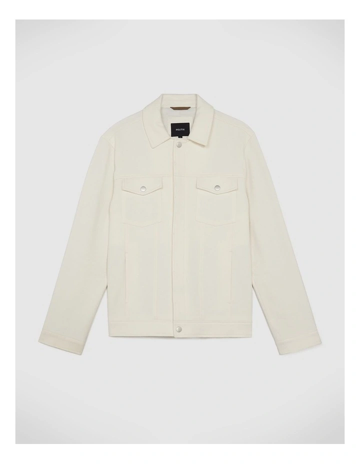 Soft Twill Trucker Jacket in Bone image 2