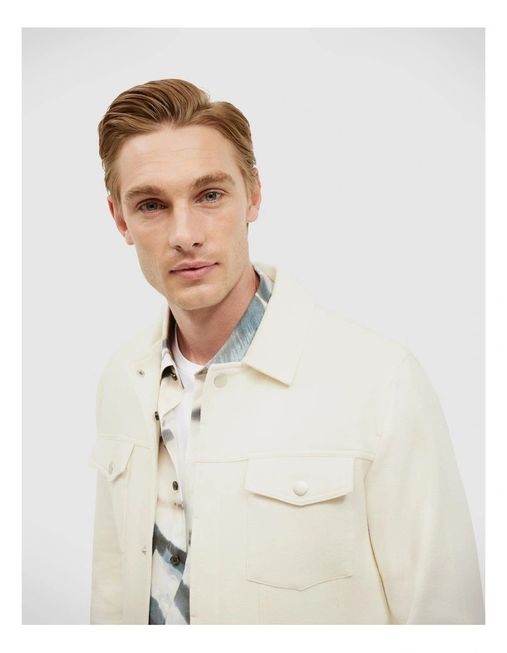 Soft Twill Trucker Jacket in Bone image 4