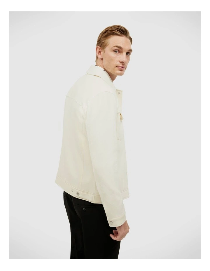 Soft Twill Trucker Jacket in Bone image 5