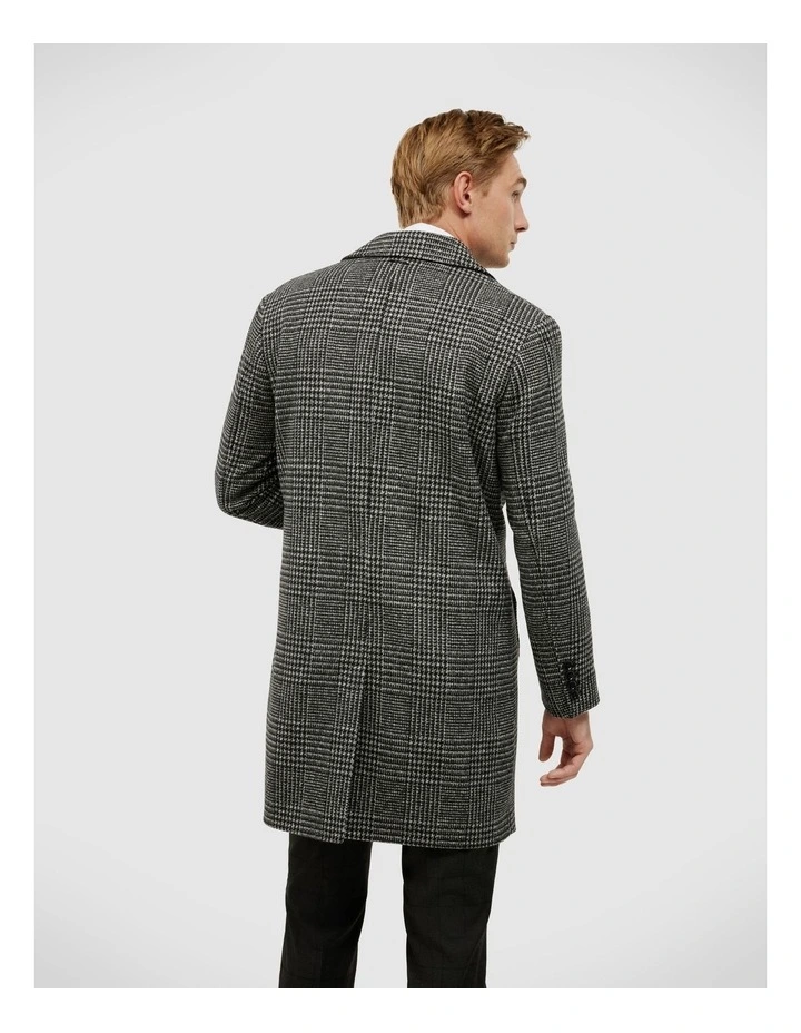 Double Breasted Check Coat in Black image 5
