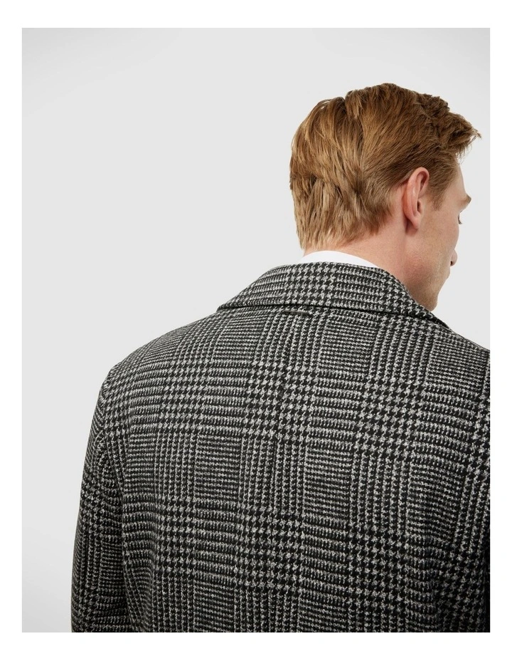 Double Breasted Check Coat in Black image 6
