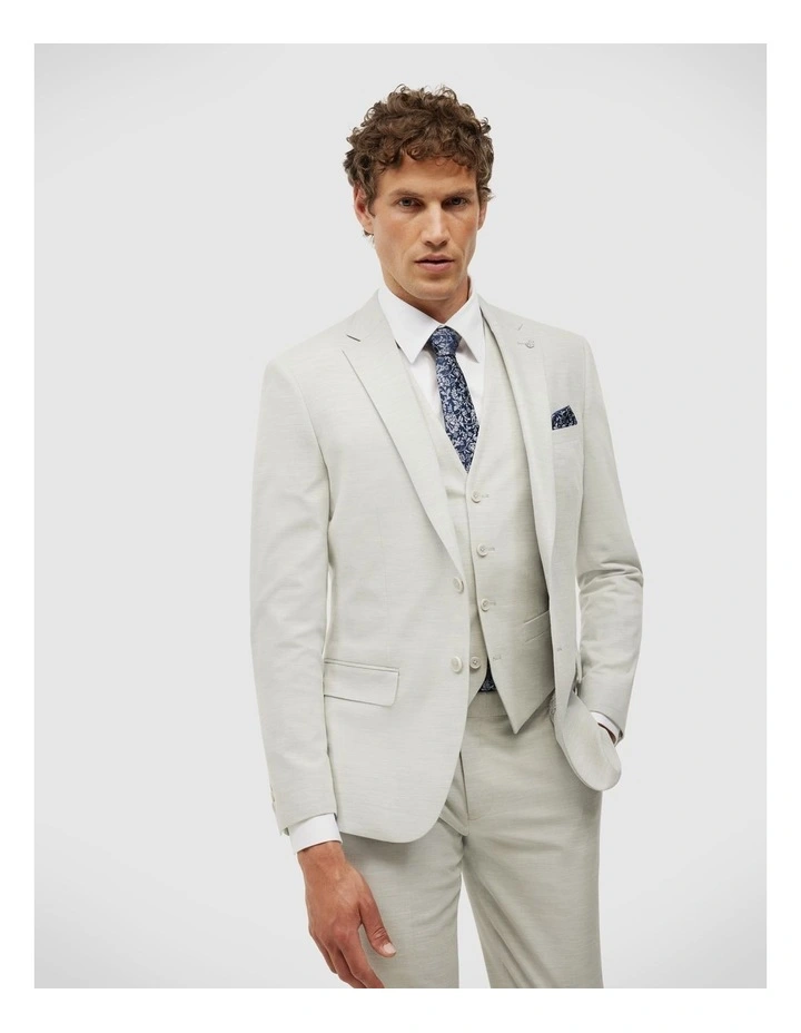 Textured Tailored Jacket in Light Grey image 4