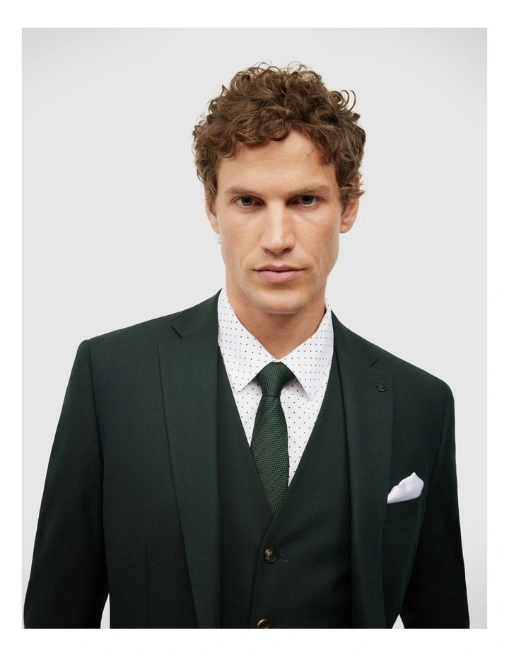 Textured Tailored Jacket in Dark Khaki image 4