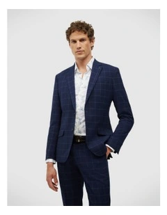 Sebastian Windowpane Check Tailored Jacket in Navy Windowpane
