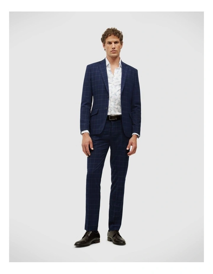Sebastian Windowpane Check Tailored Jacket in Navy Windowpane image 3