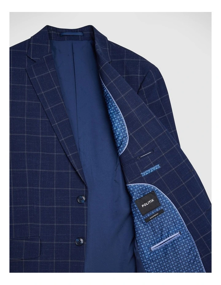 Sebastian Windowpane Check Tailored Jacket in Navy Windowpane image 7