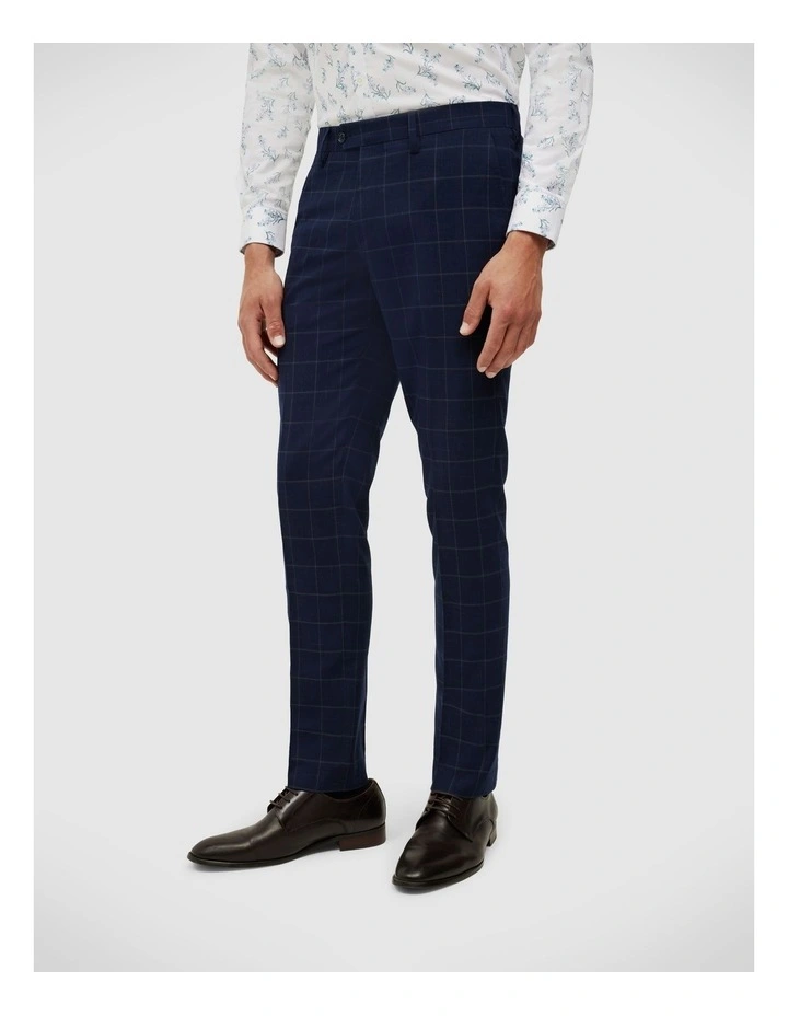 Sebastian Windowpane Check Tailored Pant in Navy Windowpane image 1