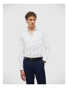 Javier Bouquet Floral Long Sleeve Printed Shirt in White