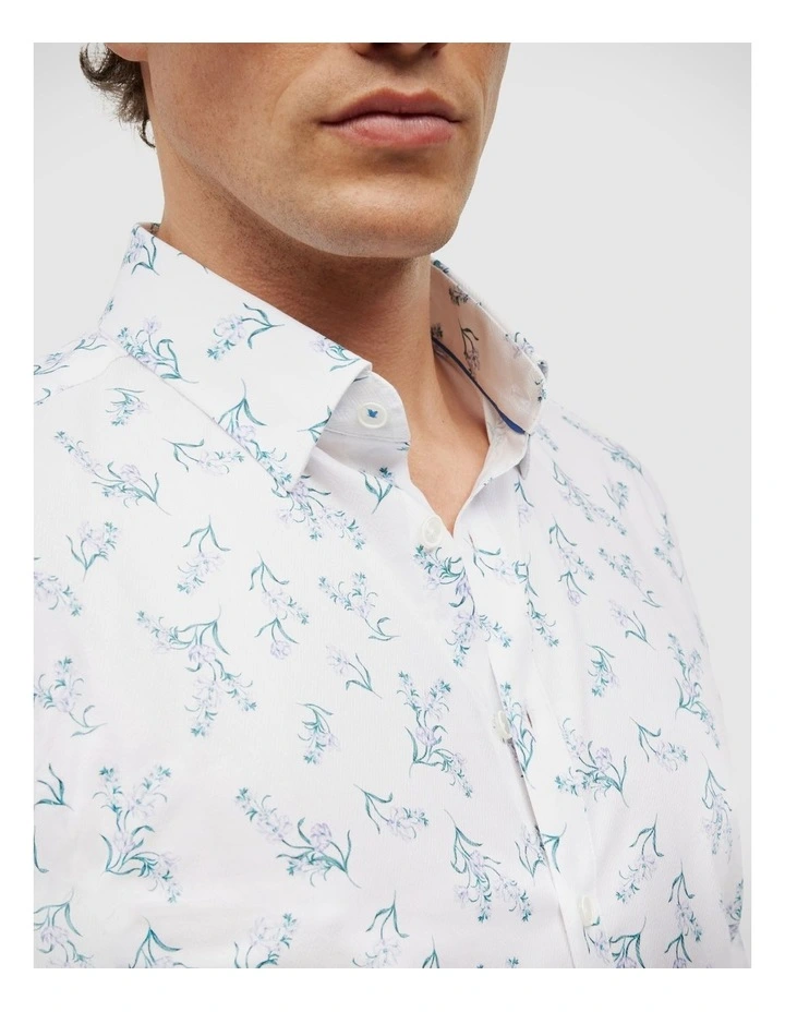 Javier Bouquet Floral Long Sleeve Printed Shirt in White image 3