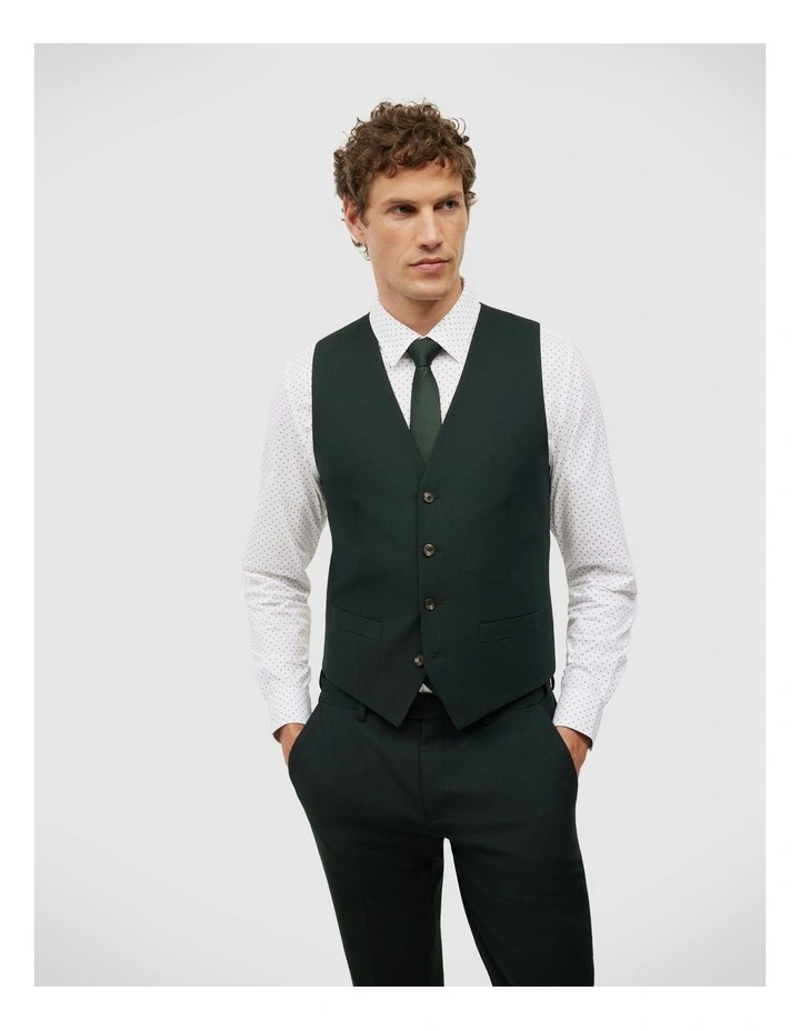 Textured Tailored Vest in Dark Khaki image 1