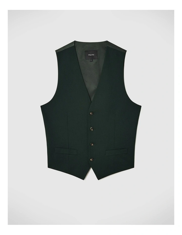 Textured Tailored Vest in Dark Khaki image 2