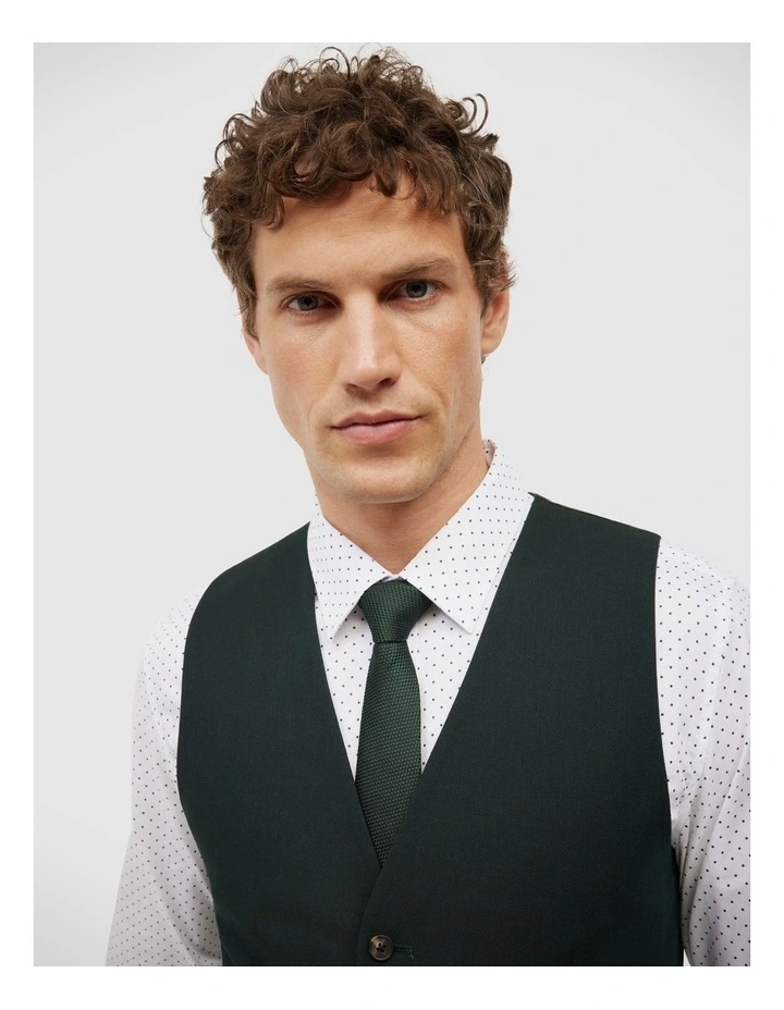 Textured Tailored Vest in Dark Khaki image 4