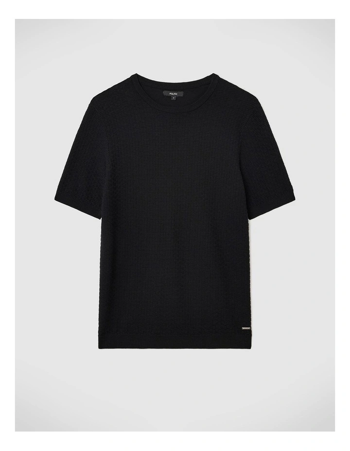 Frank Textured Short Sleeve Knit in Black image 2