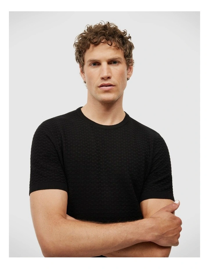 Frank Textured Short Sleeve Knit in Black image 4