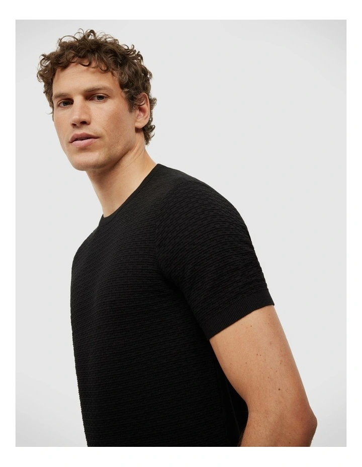 Frank Textured Short Sleeve Knit in Black image 5