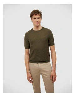 Frank Textured Short Sleeve Knit in Dark Khaki