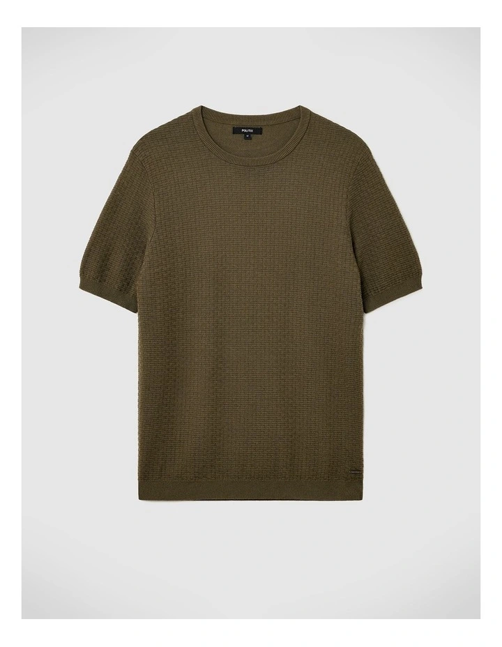 Frank Textured Short Sleeve Knit in Dark Khaki image 2