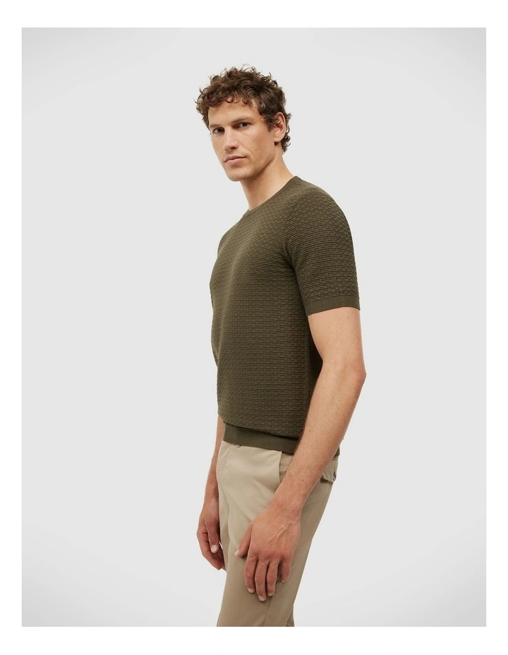 Frank Textured Short Sleeve Knit in Dark Khaki image 5