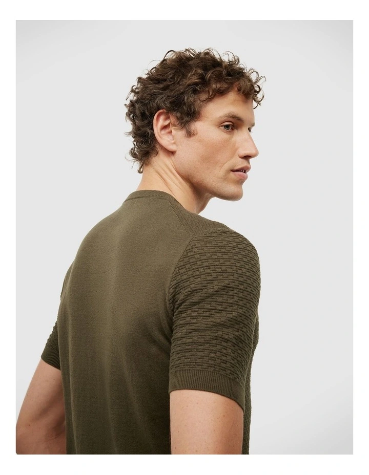 Frank Textured Short Sleeve Knit in Dark Khaki image 6