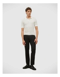 Orlando Two-tone Short Sleeve Polo Knit in Grey Marle