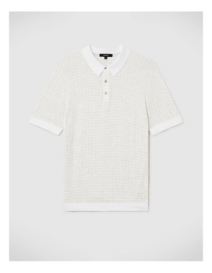 Orlando Two-tone Short Sleeve Polo Knit in Grey Marle image 2