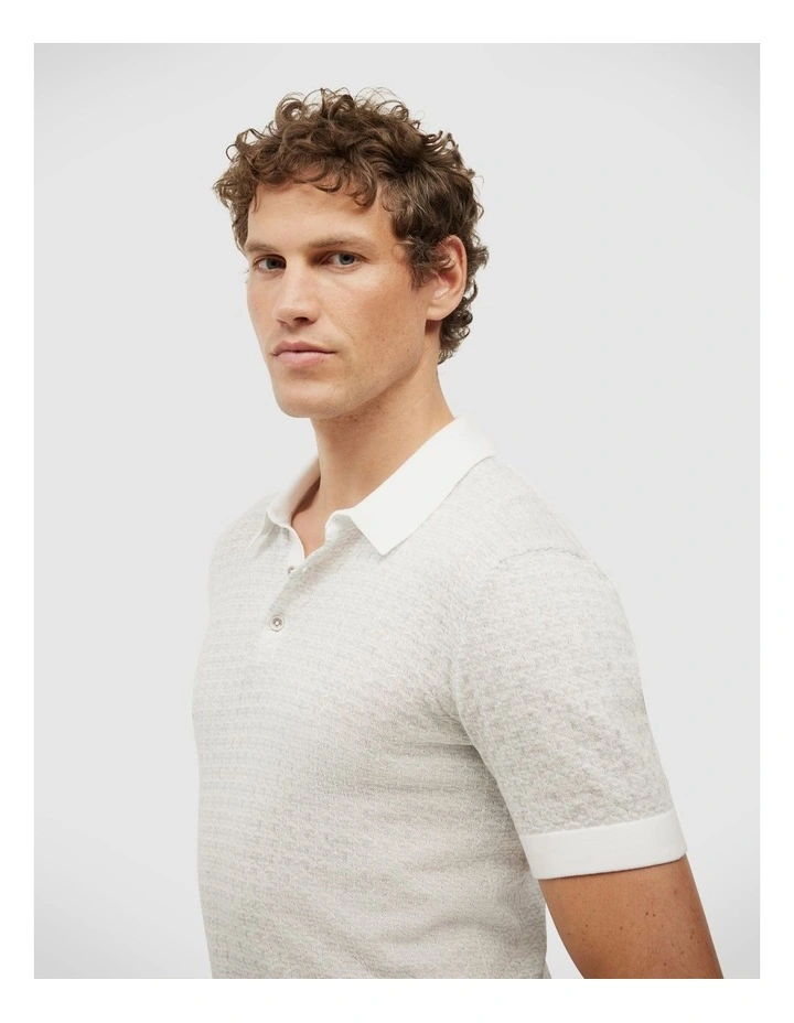 Orlando Two-tone Short Sleeve Polo Knit in Grey Marle image 5