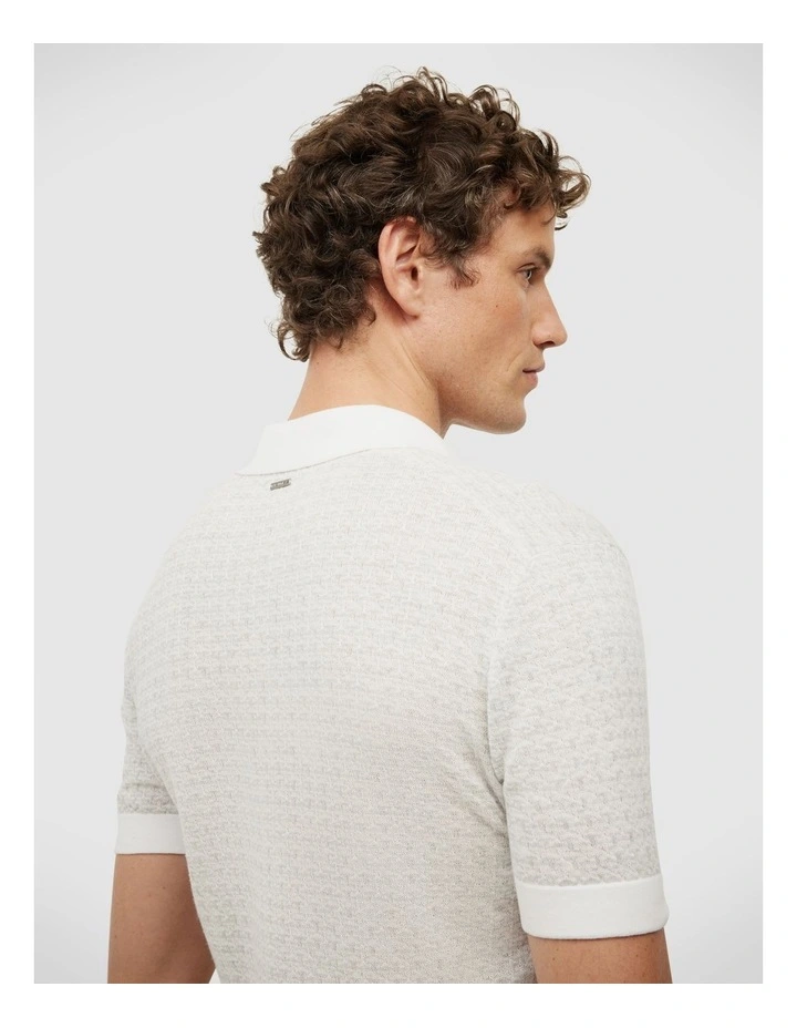Orlando Two-tone Short Sleeve Polo Knit in Grey Marle image 6
